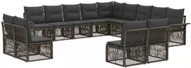 Lauko baldų komplektas Sodo Sofų Rinkinys 13 pcs Pilka poliratanas