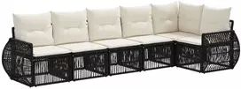 Lauko baldų komplektas Sodo Sofų Rinkinys 6 pcs Juoda ir kreminė balta poliratanas
