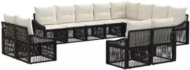 Lauko baldų komplektas Sodo Sofų Rinkinys 12 pcs Juoda poliratanas