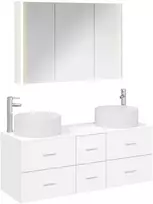 Vonios baldų rinkinys 4 pcs Balta Apdirbta mediena ir stiklas
