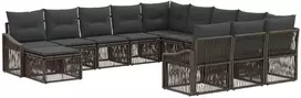 Lauko baldų komplektas Sodo Sofų Rinkinys 12 pcs Pilka poliratanas
