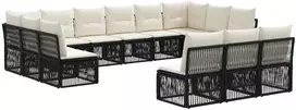 Lauko baldų komplektas Sodo Sofų Rinkinys 13 pcs Juoda poliratanas