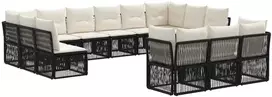 Lauko baldų komplektas Sodo Sofų Rinkinys 13 pcs Juoda poliratanas