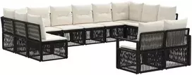 Lauko baldų komplektas Sodo Sofų Rinkinys 12 pcs Juoda poliratanas