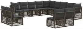 Lauko baldų komplektas Sodo Sofų Rinkinys 13 pcs Pilka poliratanas