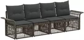 Lauko baldų komplektas Sodo Sofų Rinkinys 4 pcs Pilka poliratanas
