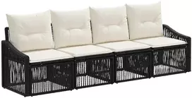 Lauko baldų komplektas Sodo Sofų Rinkinys 4 pcs Juoda poliratanas