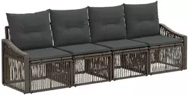 Lauko baldų komplektas Sodo Sofų Rinkinys 4 pcs Pilka poliratanas