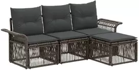 Lauko baldų komplektas Sodo Sofų Rinkinys 4 pcs Pilka poliratanas