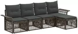 Lauko baldų komplektas Sodo Sofų Rinkinys 5 pcs Pilka poliratanas