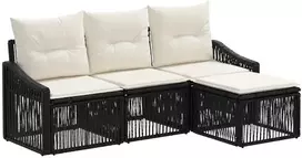 Lauko baldų komplektas Sodo Sofų Rinkinys 4 pcs Juoda poliratanas