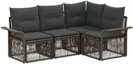 Lauko baldų komplektas Sodo Sofų Rinkinys 4 pcs Pilka poliratanas