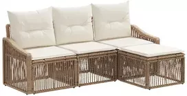 Lauko baldų komplektas Sodo Sofų Rinkinys 4 pcs Smėlio poliratanas