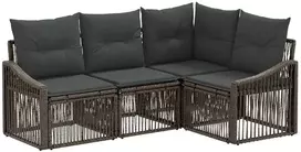 Lauko baldų komplektas Sodo Sofų Rinkinys 4 pcs Pilka poliratanas