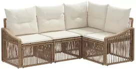Lauko baldų komplektas Sodo Sofų Rinkinys 4 pcs Smėlio poliratanas
