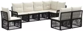 Lauko baldų komplektas Sodo Sofų Rinkinys 8 pcs Juoda poliratanas