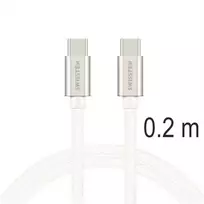USB kabelis Swissten Swissten Textile Universal Quick Charge 3.1 USB-C / USB-C duomenų ir įkrovimo kabelis 0.2m sidabrinis