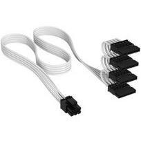 Corsair Kabel, Type 4, SATA Power Connector, 405mm, 520mm, 635mm, 750mm, einzeln ummantelt - weiß