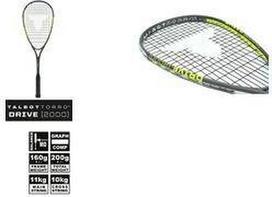TALBOT torro Squashschläger Drive 2000, schwarz/gelb ausgewogener Allround-Plus Schläger, Konstruktion mit - 1 Stück (251002)