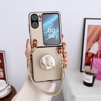 Prabangus kvadratinis sulankstomas mobiliojo telefono dėklas tinka „Oppo Find N2 Flip“, skirtas Samsung Z Flip 4 Zflip5 Z flip3 Z Fold 3 4 5 „Huawei“ minkštas galinis dangtelis For OPPO Find N2Flip gelsvai ruda