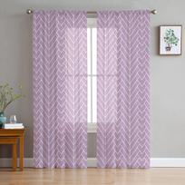 Natural Herringbone Pattern Tulle Curtains for Living Room Kitchen Bedroom Sheer Tulle for Cafe Hotel Modern Home Decor 135W x 274H(cm) x 2 gray