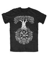 Yggdrasil Juodasis Toras Vikingų Pasaulio Medis Vegvisir Ragnarodas Odinas Unisex Marškinėliai S