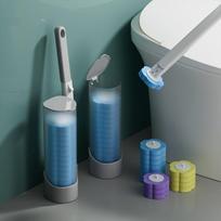 Vonios vienkartinių tualeto šepetėlių rinkinys ypač ilga rankena + 6 pakaitinė galvutė 1 Blue Handle & 6 Blue Brush Head