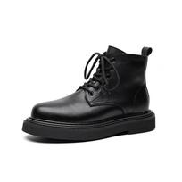 Madingi 2024 m. natūralios odos Chelsea batai vyrams, platforminiai ankle boots, vyriški batai su storu padu, motociklininko batai, pavasariniai vyriški masyvūs laisvalaikio batai 38 juoda