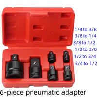 Pneumatinio lizdo į kvadratinį adapterį keičiančių jungčių rinkinys: 1/4 , 3/8 , 1/2 , 3/4 , 1  - Juoda fosfatinė apdaila. Red Box - 6Pc Pneumatic Conversion Head Set red