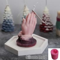 Hands Folded Prayer Scented Candle Silicone Mold Three-dimensional Palm Goodbye DIY Epoxy Plaster Decoration Mold gray