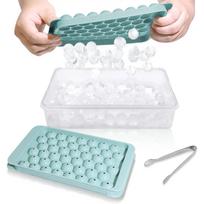 2Pcs Round Ice Cube Trays with Lid & Bin - Leakproof Silicone Ice Cube Molds for Freezer Includes Ice Storage Container 0.8