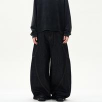 Women Retro Street Design High Waist Trousers Loose Wide Leg Jeans Floor-Length Jeans 3XL juoda