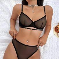 Hot-selling sexy temptation ultra-thin transparent lace underwear women's big breasts show small anti-sagging top support bra M juoda