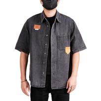New Spring Style Hong Kong Style Personalized Trendy Denim Short-sleeved Shirt Retro Work Shirt L juoda