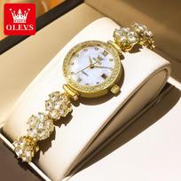 OLEVS prekės ženklo originalus prabangus rožinio aukso apyrankės besisukantis kvarcinis laikrodis moterims madingas elegantiškas deimantinis moteriškas laikrodis auksas