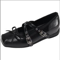 Fashion 2025 New Butterfly-knot Women Jane Shoes Elegant Square Toe Dress  Casual Internal Elevation Ballet Shoes 35 juoda
