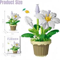 Mini Flower Potted Plant Bonsai Building Toy Blocks Artificial Particle Flower Botanical