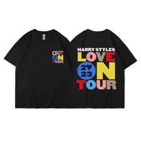 Harry Styles Love On Tour Vasariniai Vyriški 100% Medvilnės Marškinėliai Trumpomis Rankovėmis Y2K Hip-Hop Gatvės Laisvalaikio Mada Vyriški Drabužiai S juoda