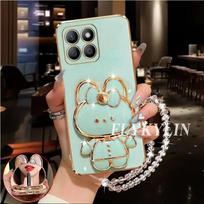 For Xiaomi 14T Pro 15T 13T 12T 15 Pro 12S 12X 12 17 Pro Max 11T Rabbit Mirror Holder With Crystal Chain Electroplated Soft Shell For Mi 17