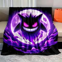 Japanese Anime Gengar Cartoon Flannel Blanket Figures Home Sofa Lunch Break Blanket Children Student Christmas Kids Gift 30x40in