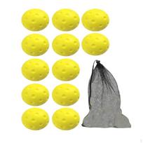 12 Pieces Silent Pickleball Balls with Mesh Bag Bright Color Paddle Control 74mm Soft geltona