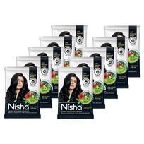 Nisha Natural Black Henna Hair Color Powder Pack Of 10 X 10 g Ammonia Free Grey Coverage For Men Women All Hair Types