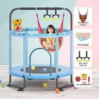 Children's Indoor Trampoline with Safety Net, Pull-Up Bar & Swing