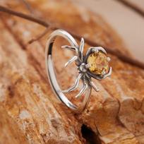 Spider Natural Purple Citrine Topaz Garnet Peridot Ring Women'S S925 Sterling Silver Colored Treasure Open Ring