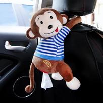 Leather Monkey Car Tissue Box - Creative Armrest Box with Cartoon Net Red Hanging Seat Rear ruda