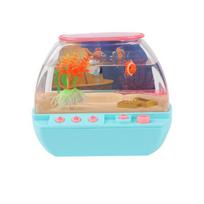 Creative Artificial Aquarium Toy Cartoon Lovely LED Light Up Tank Fake Fish Tank with Music Mini Simulation Fish Tank Home mėlyna