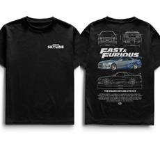 Skyline Fast and Furious Printed T-shirt Men Women Casual Cotton Oversized Y2k Harajuku Short Sleeve Female Male Clothing 4XL