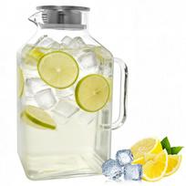 1 Gallon Square Glass Pitcher with Lid and Spout Borosilicate Glass Carafe for Hot/Cold Drink Water Pitcher with Handle for