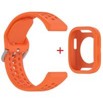 Original Silicone+Case For Amazfit Bip 6 Strap accessories Soft breathable Correa+Protective Bumper cover for Amazfit Bip6 band For Amazfit Bip 6 oranžinė