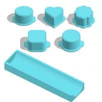 6PCS Food Grade Plastic Cake Pop Mold Set with Tray Non-stick Cookies Baking Molds 3D Flower/Heart Shape Cake Lolly Mold Bakery žalia